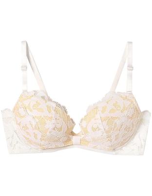 Une Nana Cool Bra: Creates Beautiful Cleavage and Reduces Slippage and Sideways Movement. Available In A Cup. [Ribbon Bra with Lace] BUN201 IV E70