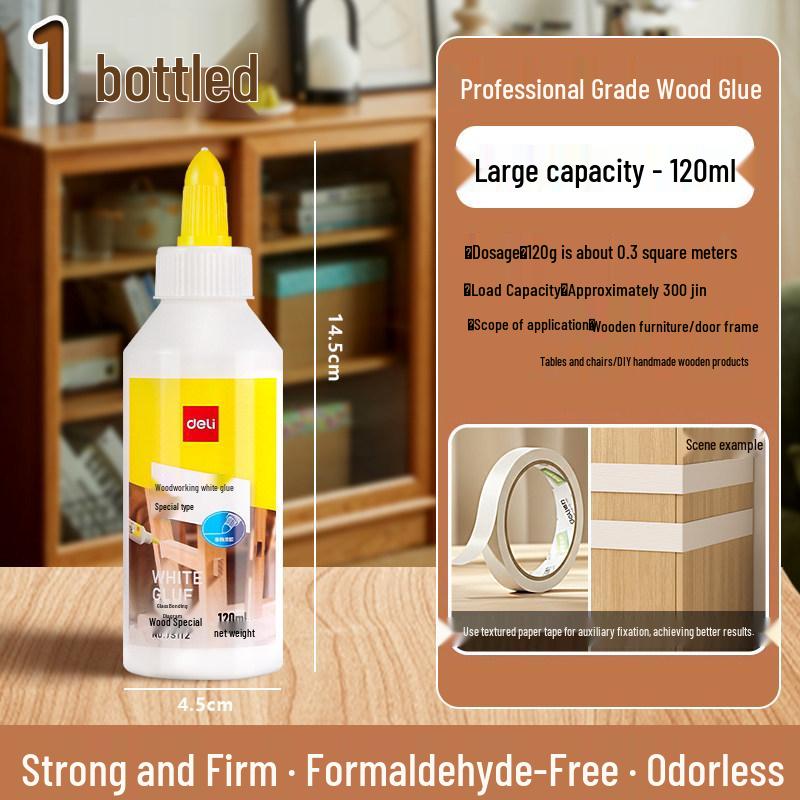 

Deli Woodworking & Craft Glue: Strong White Adhesive for Furniture & Wood, Small Bottle