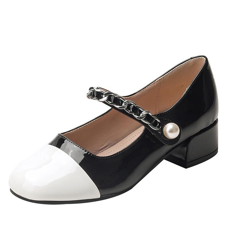 

Grape mother same Mary Jane women s single shoes empty bag head sandals French thick heel square head versatile small fragrant shoes 39 чёрный