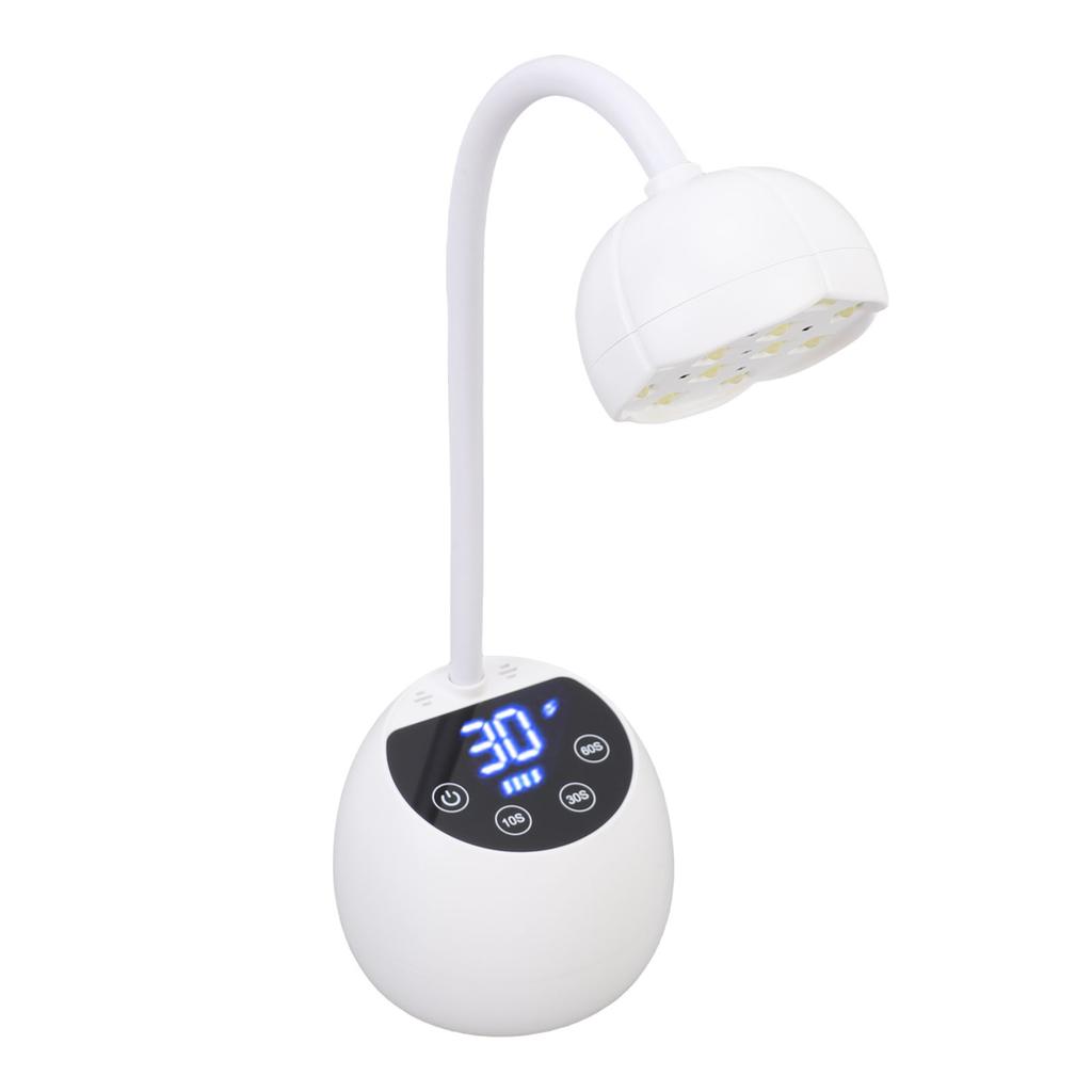 Gooseneck Nail Lamp Rechargeable Infrared Sensor LCD Screen LED Nail Light Dryer with 12 Light Chips for Home Use