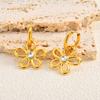 Blumenohrringe Roter Emaille Vergoldeter Creolen Edelstahl Florale Hängeohrringe für Damen Y2K Sommer Mode Schmuck