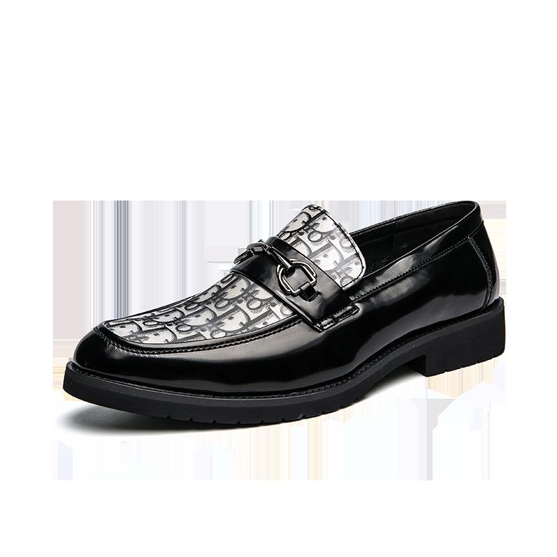 

2025 autumn British style pointed leather shoes foreign trade men s lazy feet dress one pedal business casual men s shoes 46 чёрный