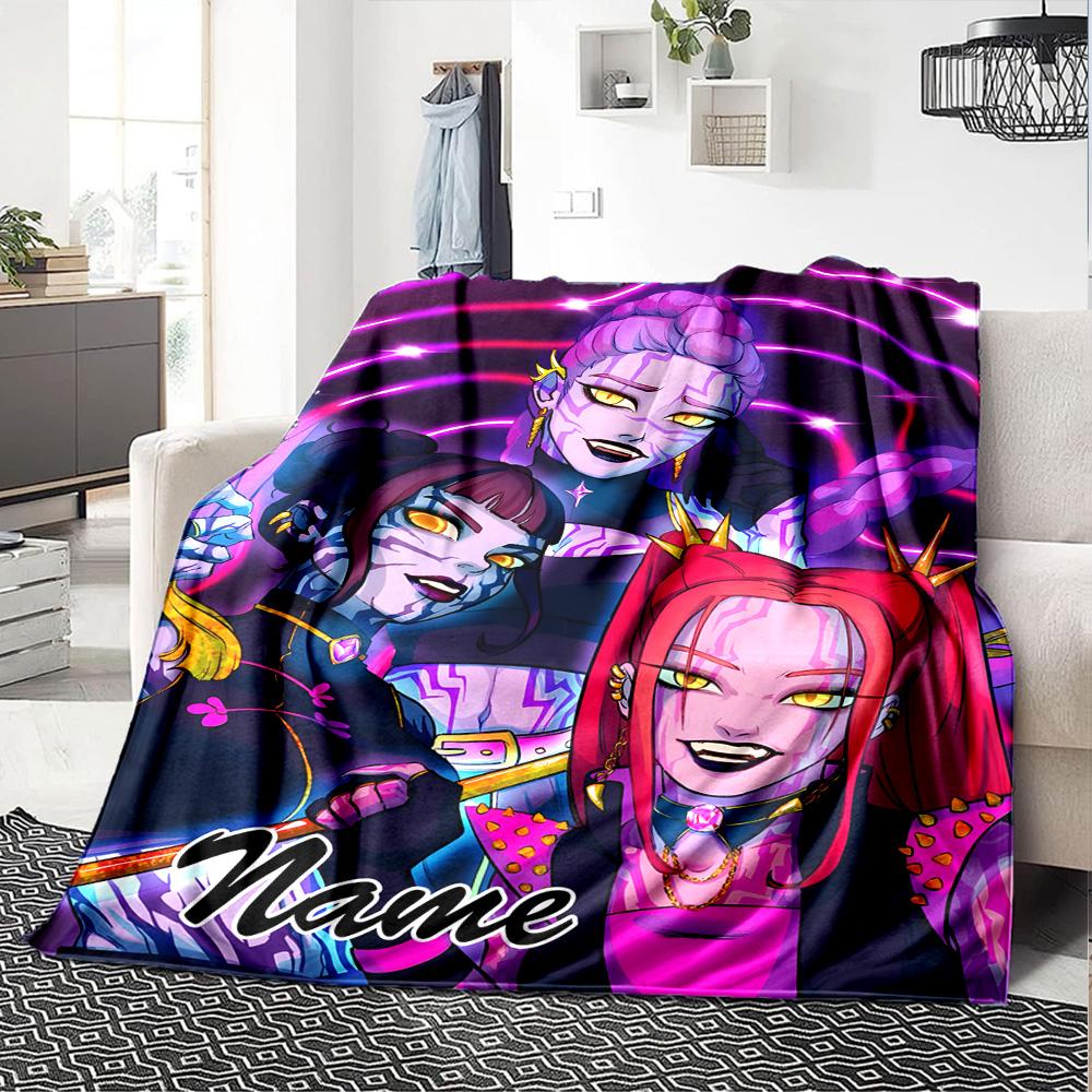 Customizable KPop Demon Hunters36 Throw Blanket – Personalized Name, All-Season Cozy Snug Blanket, Machine Washable, Personalized Blanket