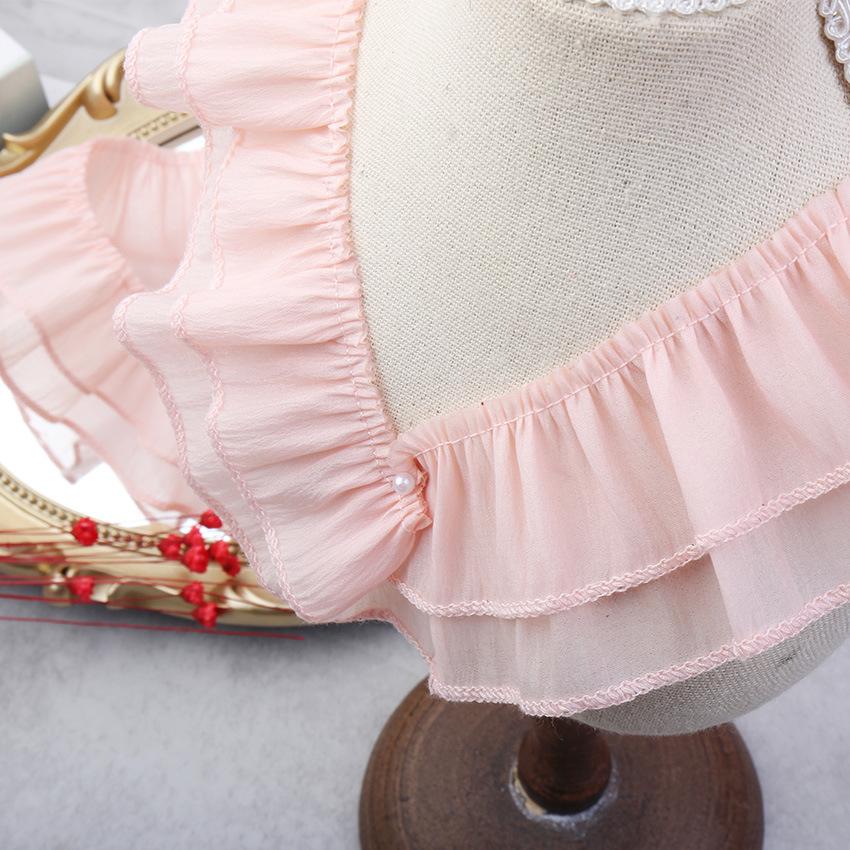 4Meters/lot 5cm double-layer chiffon lotus leaf pleated lace toy skirt clothing curtain pleated decorative lace
