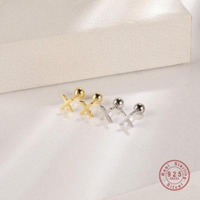 925 Sterling Silver Neo -Gothic Classic Cross Stud Earrings Women Fashion Elegant Beach Party Jewelry