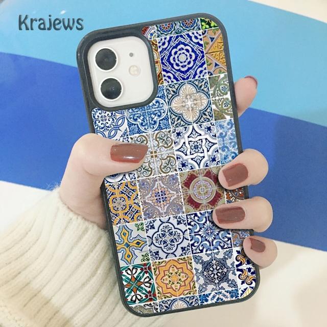 Krajews Ancient Floral Tiles Soft Phone Case Cover For iPhone 17 Air 16 15 14 plus 11 12 13 pro max coque Shell Fundas