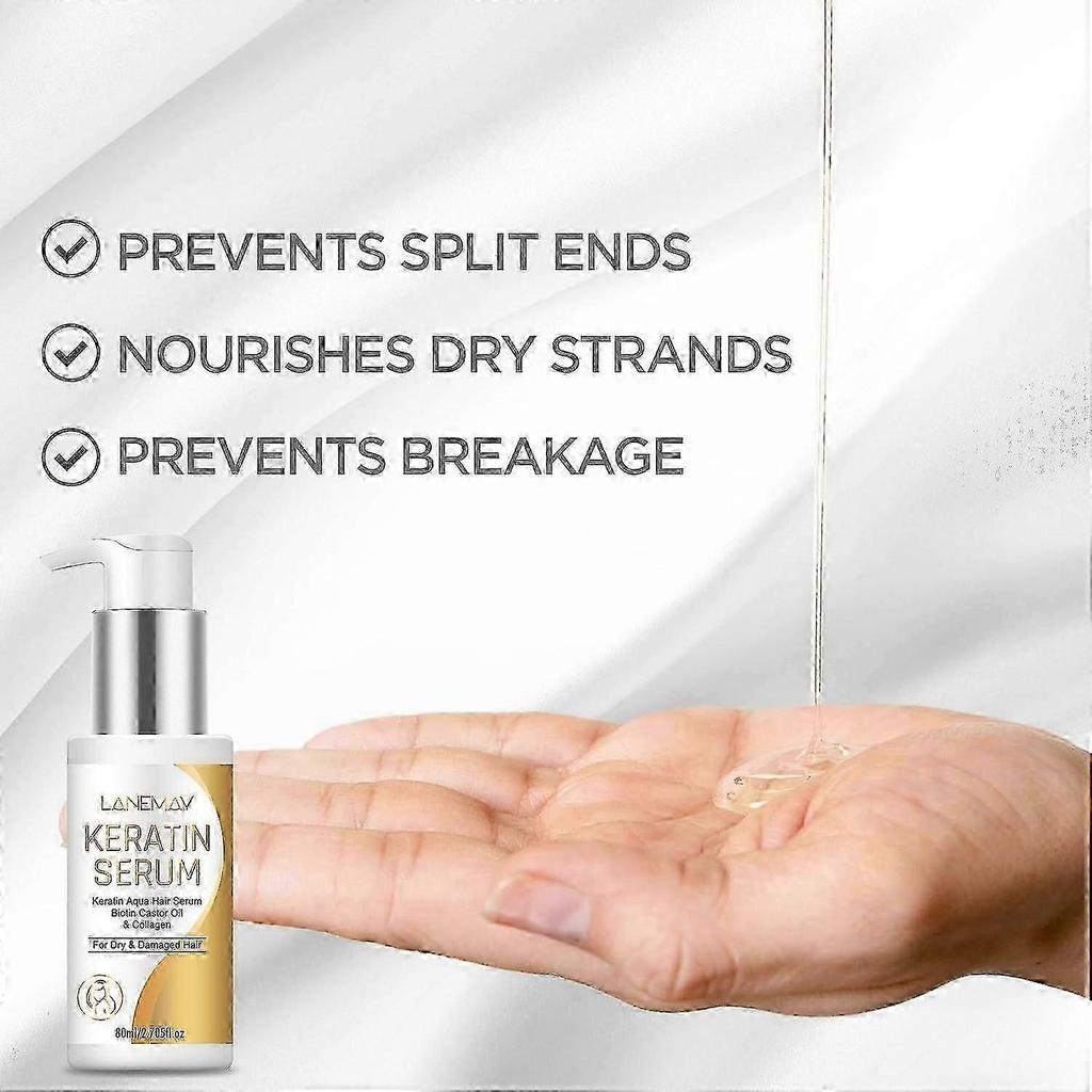Keratin Infused Hair Serum - Anti-Frizz and Heat Protection for Damaged Hair, Adds Shine and Repair