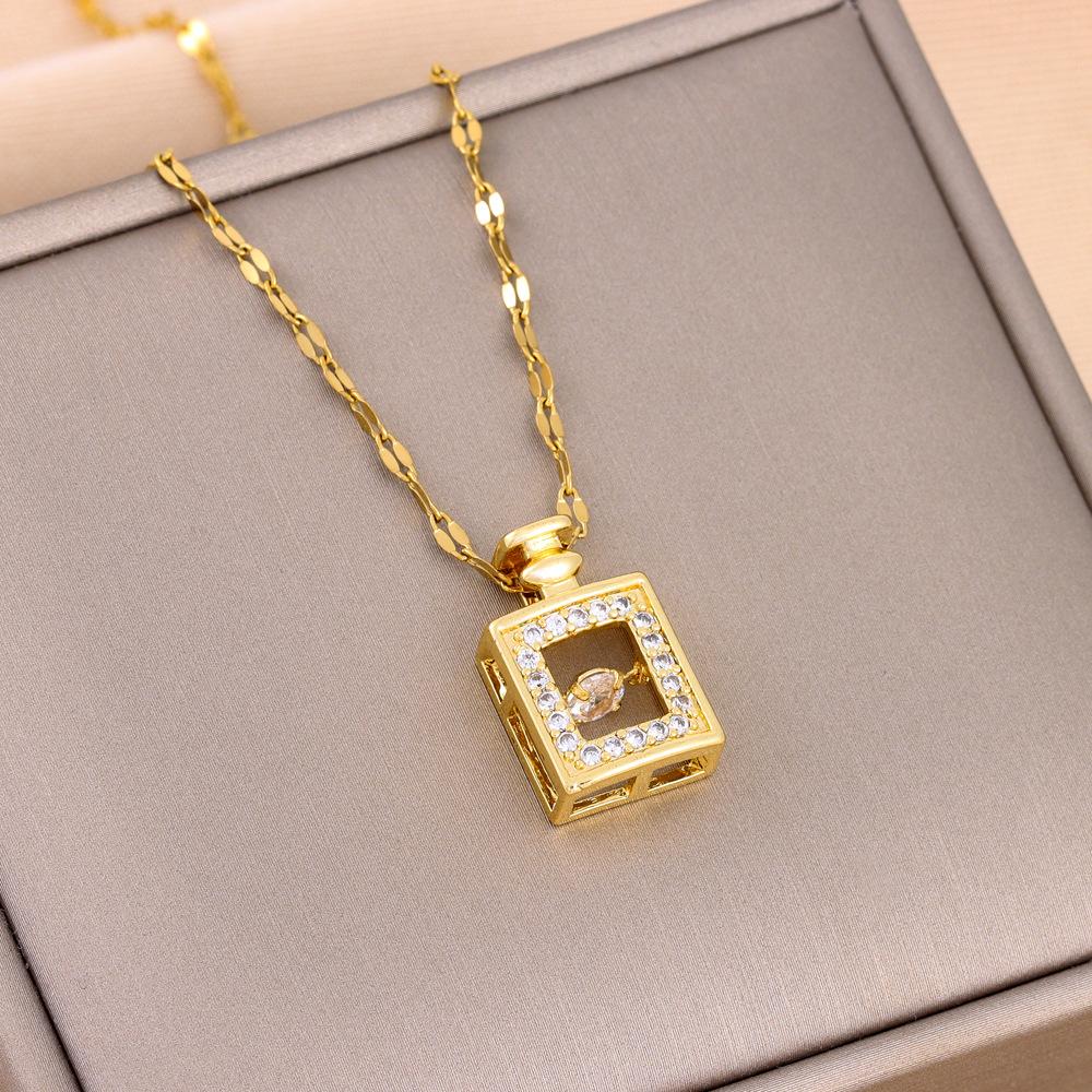 Douyin live stream beating heart smart perfume bottle titanium steel necklace women's stainless steel collarbone chain
