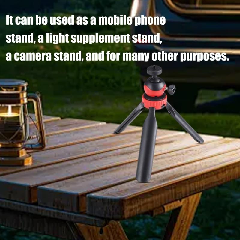 Mini ausziehbarer Schreibtisch-Stativ-Handgriff-Fotografie-Halterständer Flexibler Kugelkopf 1/4-Zoll-Schraubhalterung für Selfie