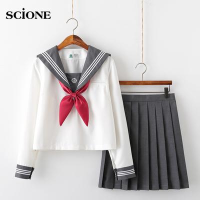 Japanische JK Cosplay Uniform Sets Grau Kragen Stickerei Matrosenanzug Frauen Uniform College Stil Frauen JK Cosplay Kostüm