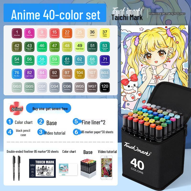 Dual-Tip Art Marker Set - 120 Colors, Hard Tip, Oil-Based for Students