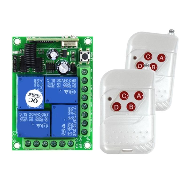 12V 24V 4CH Relaying Wireless Remote Control Lighting Switches Transmitter Receiver 433mhz Electric Door Lock Motor