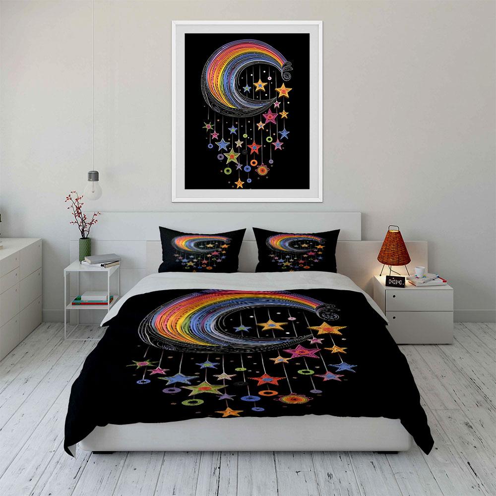 Rainbow Swirl and Stars. Bedding Sets Duvet Cover Sets Duvet Covers Pillowcases(1 * Duvet Cover 2 * Pillowcases Without Duvet Insert)