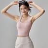 Women's Halter Neck Yoga Tank Top with Chest Pads & Cross Straps - Sexy Fitness Camisole Crop for Pilates