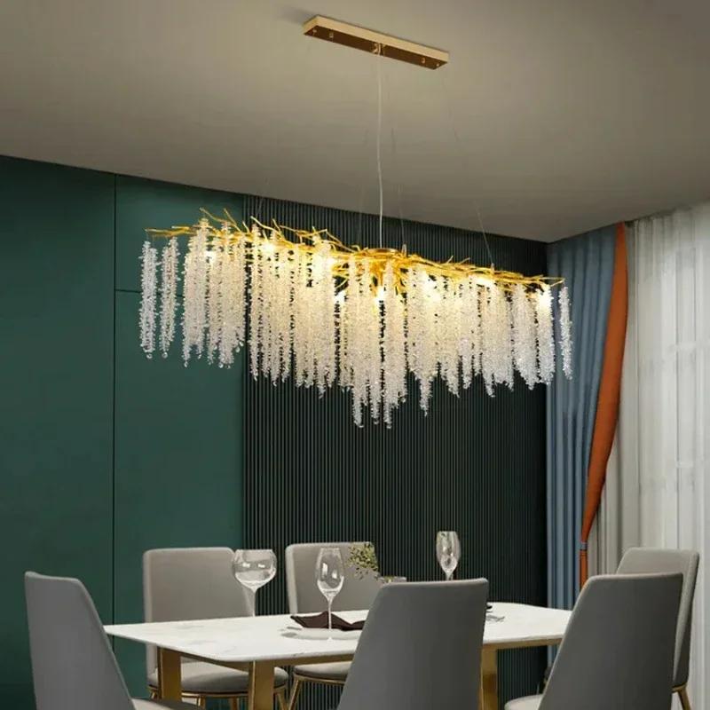 Nordic Luxury Branch Gloss Crystal Chandelier Modern Dining Table hotel Pendant Indoor Home Lighting Decorative Ceiling Light