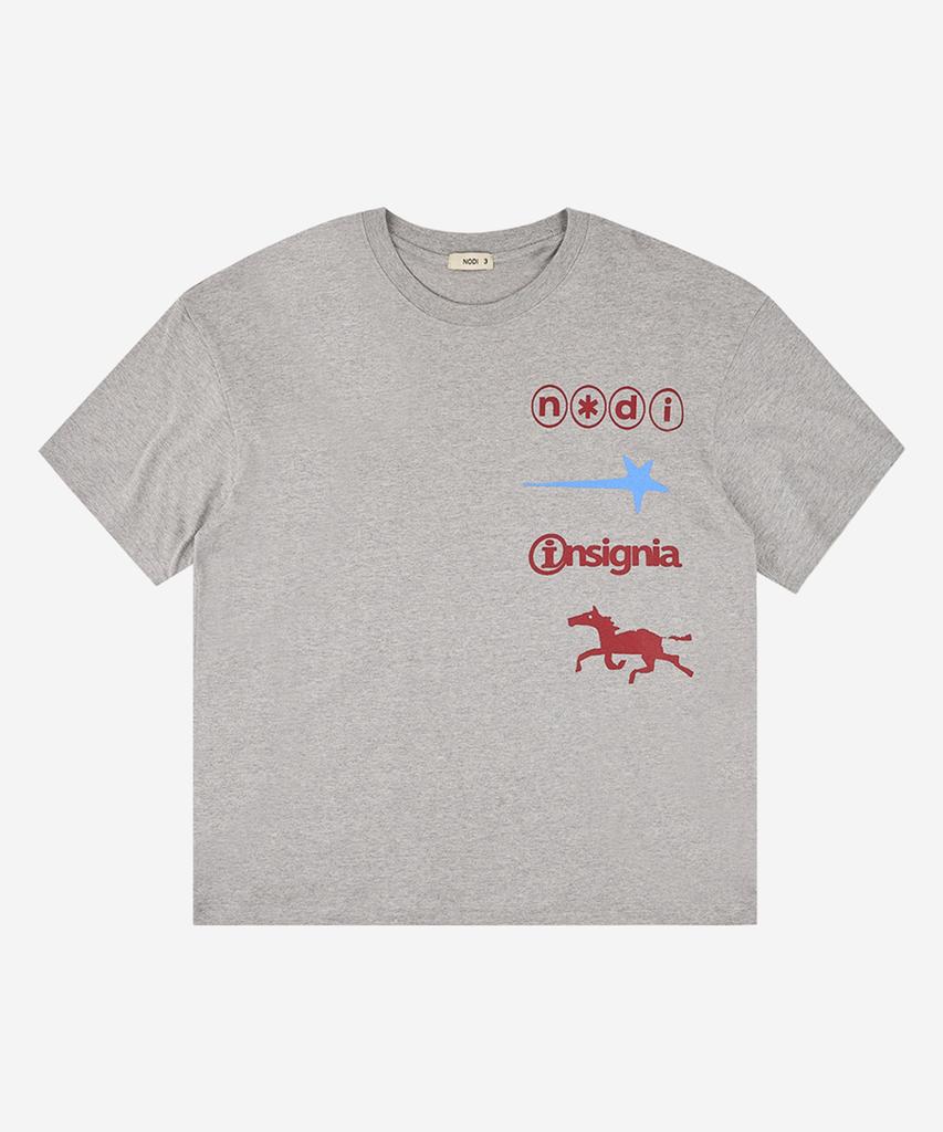 Nodi Signal Star Horse Crop Tee Melange Gray