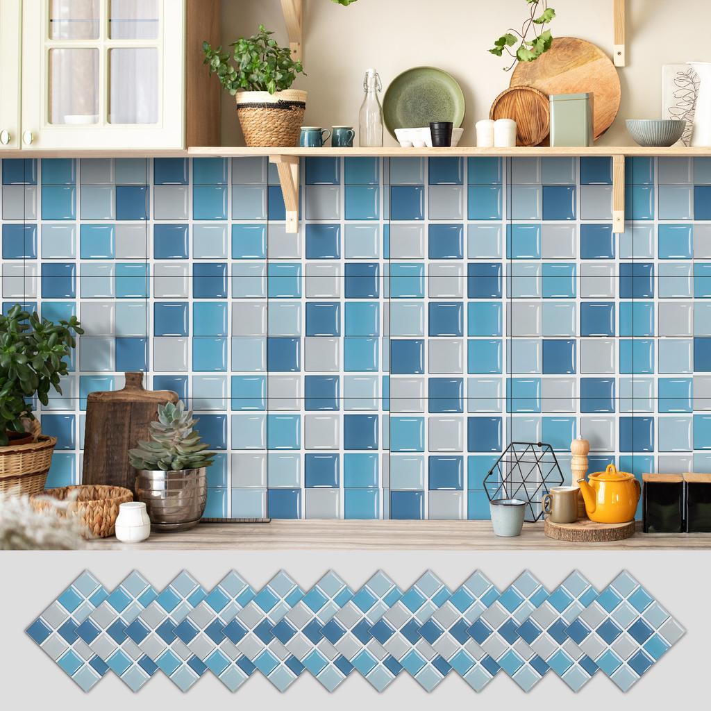 12 Self-adhesive Kitchen Waterproof and Oil-proof Wall Stickers, Bathroom Wall Decoration Renovation, Beautification Strong Wallpaper Stickers