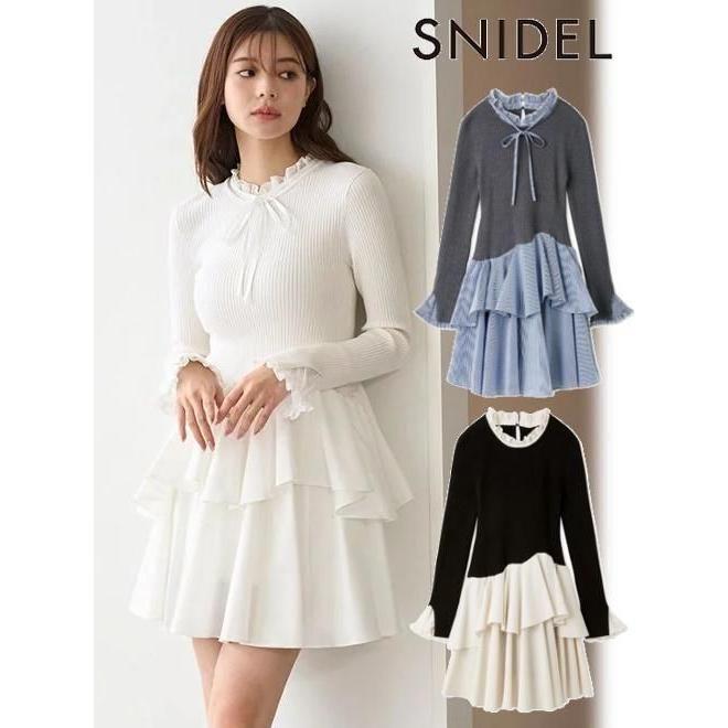 (10% OFF & 300 yen OFF) snidel / Snidel Sus Docking Mini Knit Dress 25 Fall/Winter. SWNO261010
