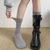 Ladies Early Spring Leisure All Match Pure Color Boneless Moon Son Calf Pile Pile Cotton Socks