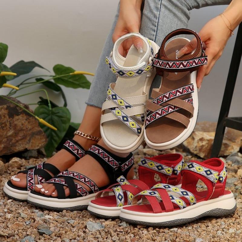 Fashion 2024 Summer Shoes Women Sandals Holiday Flat Fashion Ladies Sandals Soft Comfortable Plus Size 43 D087