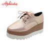 Aphixta Flat Platform Shoes Woman Lace-up 7cm Shoes Gingham Height Increaming Women's Shoes Ladies Plus Big Size 42