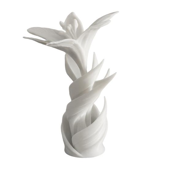 3D Printed Lily Flower Intertwined White Sculpture Modern Floral