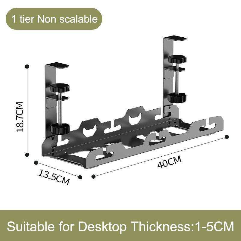 No Drill Sturdy Steel Under Desk Cable Management Tray Cord Hider Raceway Metal Cable Tray Strip Cord Holder for Wire Management