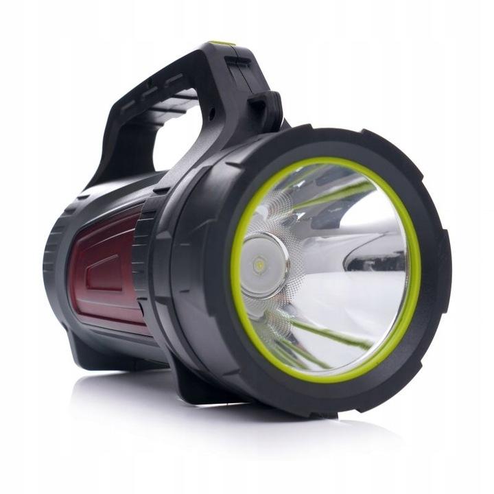 Powerful LED rechargeable flashlight, searchlight with power bank, tactical camping