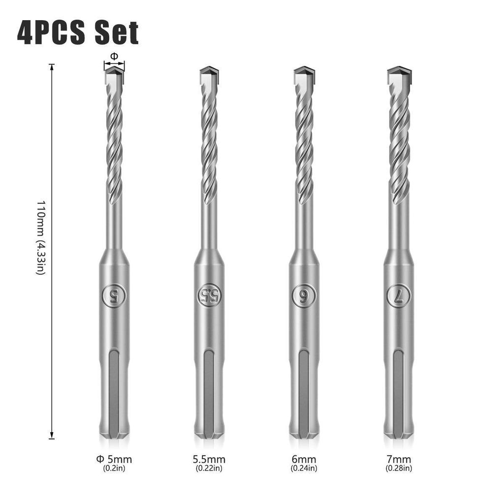Chisel Drill Bit Set: Round Handle Sharp & Flat Masonry, Concrete, Electric Draft Steel Chisels