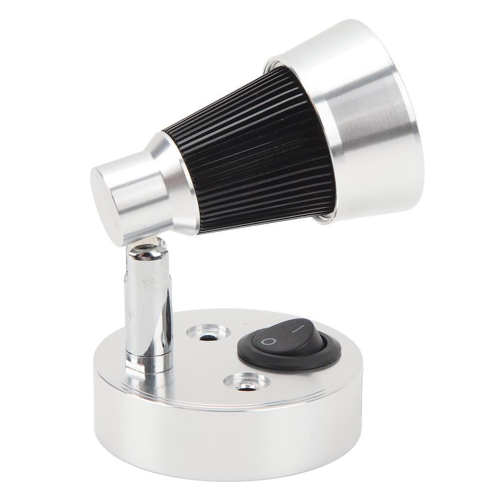 LED RV Bedside Lamp DC12 to 24V Silver 3W 3000K Warm White Portable Reading Light for Yacht Ships Bo