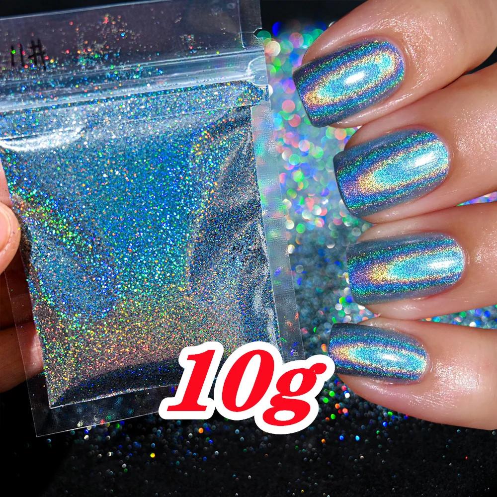 

Laser Holographic Rainbow Nail Glitter 0.2MM Sparkly Nails Glitter Powder DIY Nail Art Decoration
