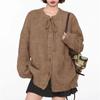 Retro bow sweater jacket women's autumn and winter loose lazy style new knitted cardigan top women