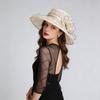 European and American summer sunshade and sunscreen hats, women's Eugen yarn top hat, big brim, small face, breathable mesh yarn hat