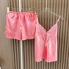 Women's Pajamas Summer Sexy K-style Thin Loose and Cute Ice Silk Strap Night Dress Shorts Two-piece Set Home Wear