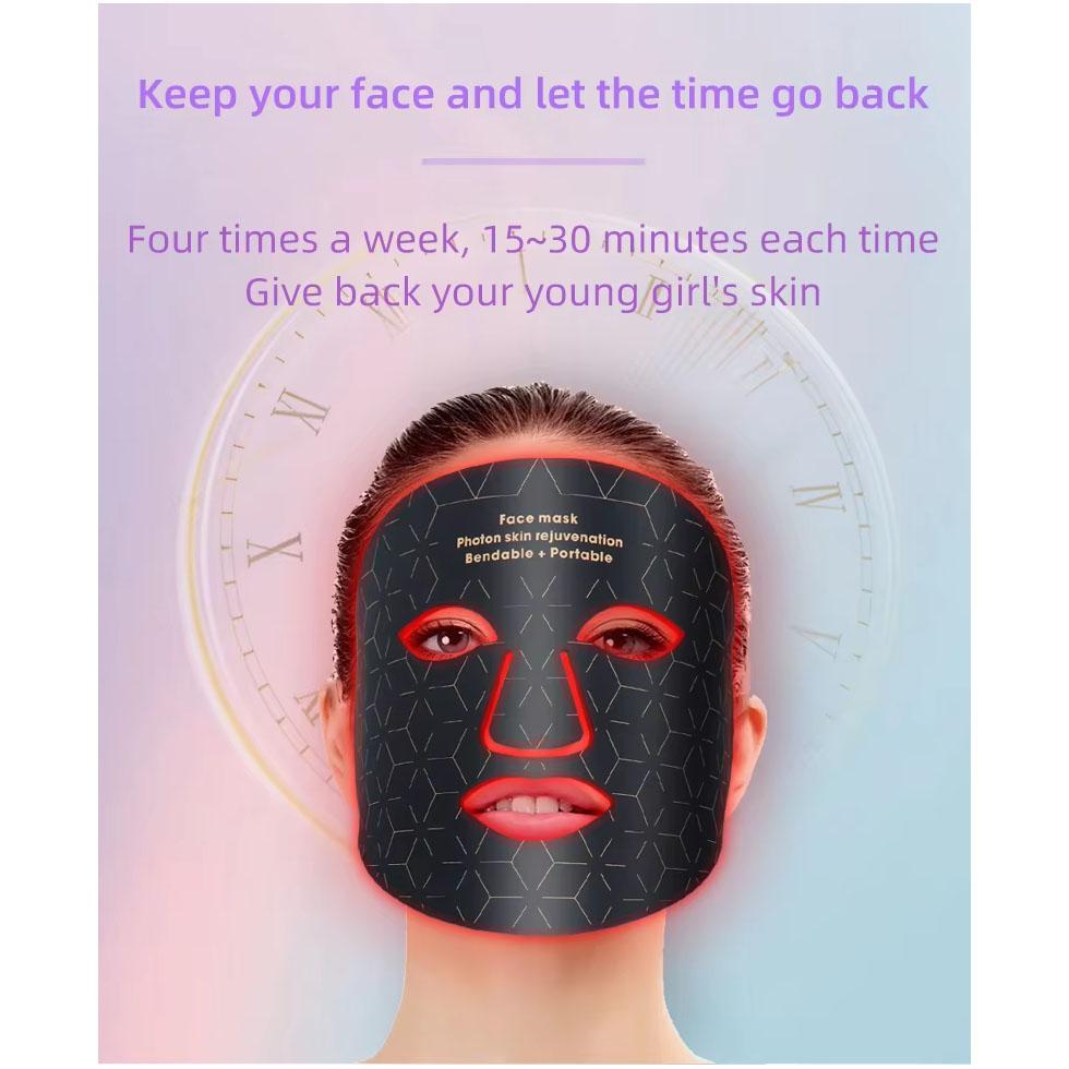 Máscara facial con terapia de luz LED 4 en 1, terapia de luz roja, antienvejecimiento, reducción de arrugas, reafirmación de la piel, blanqueamiento, máscara fotónica avanzada