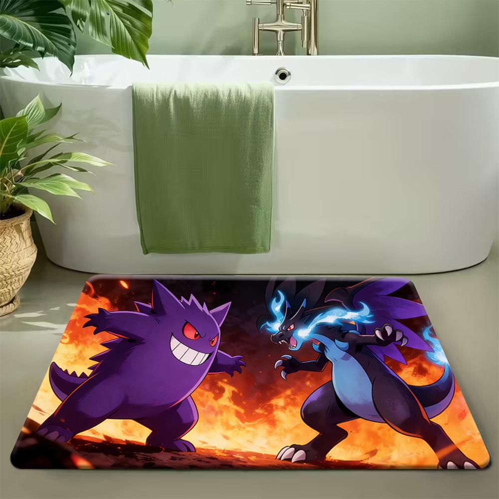 Pokemon Snorlax Relaxing in the Flower Field Print Non-slip Doormat, Soft Absorbent Floor Rug for Home Decor 40x60cm