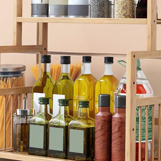 Yousheng 3-Tier Bamboo Spice Rack Seasoning Jars Holder Large Capacity Easy Assembly Kitchen Countertop Spice Bottle Container Organizer