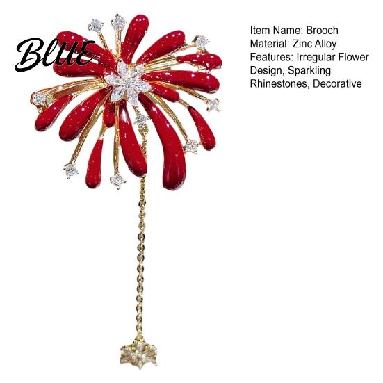 Allergy-free Brooch Women High-Gloss Rhinestones Irregular Flower Shape Lapel Alloy