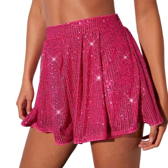 Women's Glitter Sequin Shorts High Waisted Going Out Sparkly Flowy Shorts Disco Party Festival Club Night Outfits