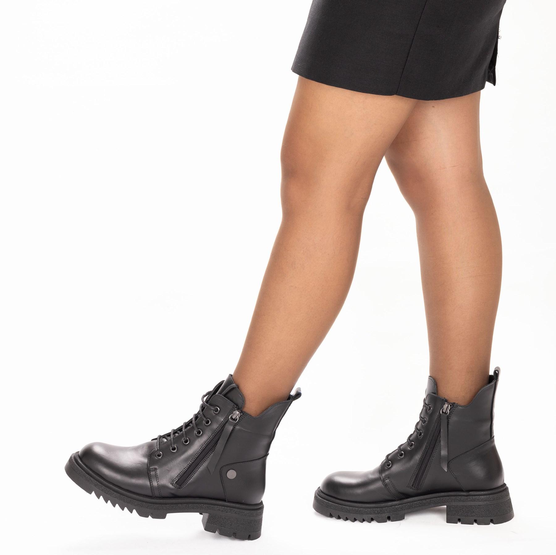 

Женские стильные повседневные ботинки из натуральной кожи с двойной молнией 36 бежевый