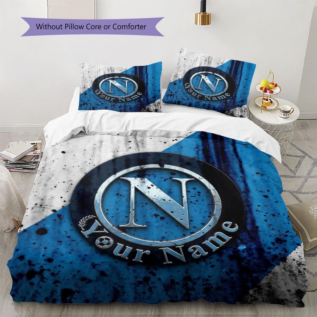 SSC Napoli Custom Name Pattern Bedding,Quilt Set Quilt Cover Pillowcase Home Birthday Gift(1 * duvet cover + 2 * pillowcase, without core)