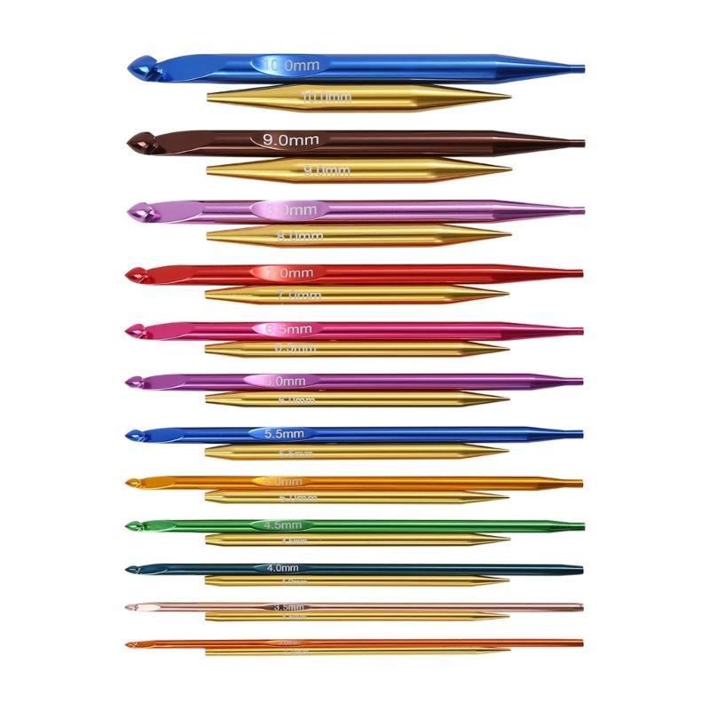 12Pairs Interchangeable Tunisian Crochet Hook Set 3.0mm-10mm Aluminum Circular Knitting Needle for Sweater Blanket Bag