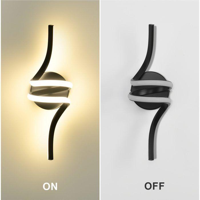 Applique murale d'intérieur - NETTLIFE - 7W LED - Noir - Aluminium - Blanc chaud 3000K