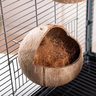 Multipurpose Unique Coconut Shell Bird House Craft Handmade Hanging Bird Nest Natural Birdhouse Cage Habitats Hamster