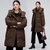 Mittellange Daunenjacke für Damen neue Wintermode mit Kapuze verdickte warme Weißenten-Daunenjacke für Damen