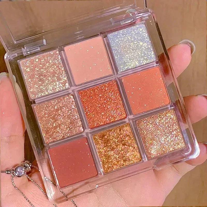 9 Colors Chocolate Eye Shadow Palette Pearly Matte Earth Color Eyeshadow Pallete Shiny Sequins Eye Pigments Lasting Makeup
