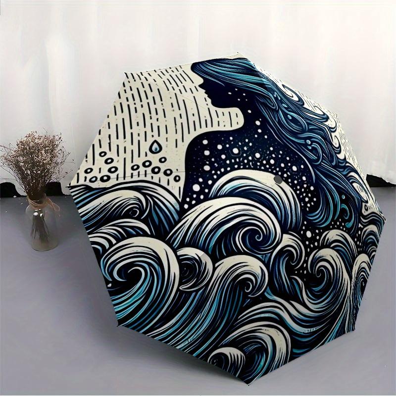 1pc Ocean Mermaid Automatic Open/Close Umbrella, Portable Folding Umbrella for Travel, Themed Events, It Is Suitable As a Gift for Various Festivals,