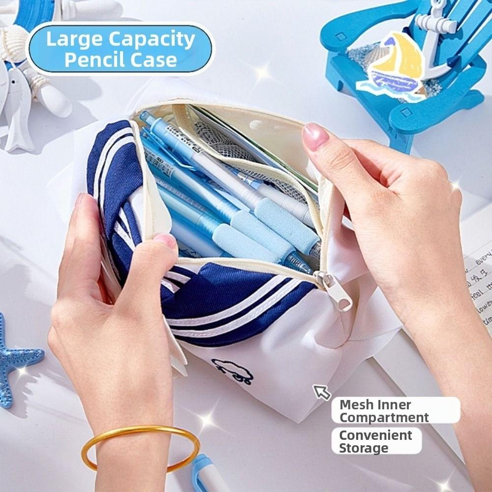 Bow Tie Design Pencil Storage Bag Sweet Zipper Stationery Pouch JK Pencil Case Back To School