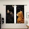 2pcs- Orange cat pattern printed curtains under the starry sky   bag-type curtains   home decoration   room decoration