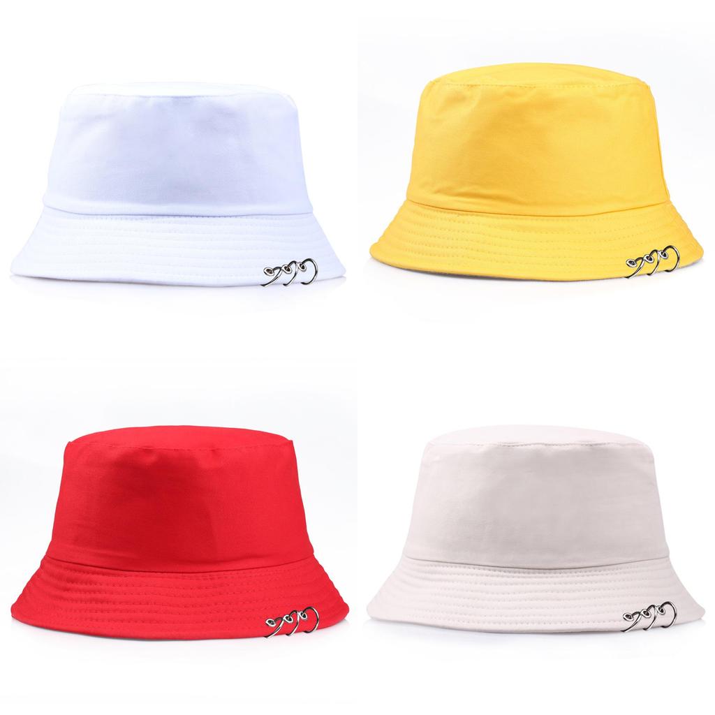 Fashion Unisex Bucket Hat With Large Metal Rivet And Wide Brim For Streetwear Style